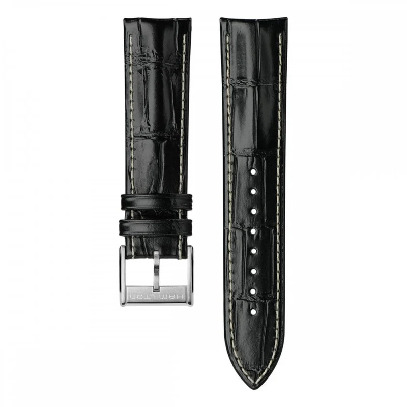 Hamilton Pan Europ Black Leather Watch Strap H690357100