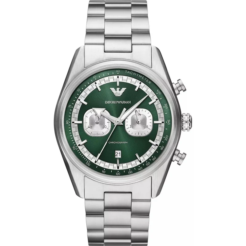 Emporio Armani Racer 42mm Chronograph Green Dial Mens Quartz Watch AR11637