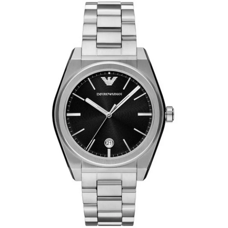 Emporio Armani Gianni T-Bar 41mm Black Dial Steel Mens Quartz Watch AR11622