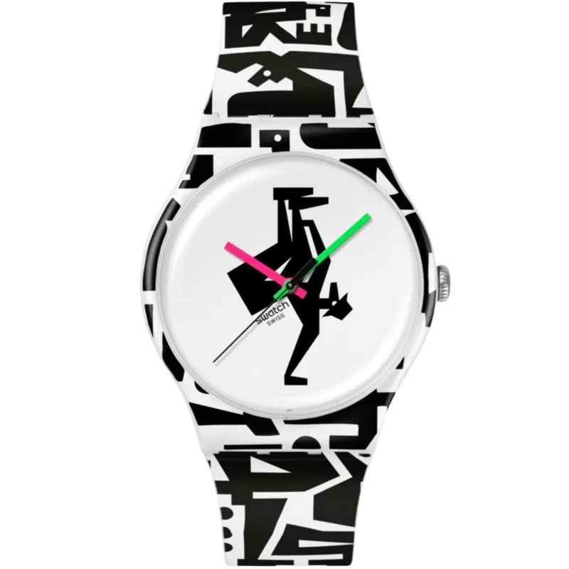 Swatch Break Free FROM THE ARCHIVE White Dial Silicone Strap Watch SO29Z147