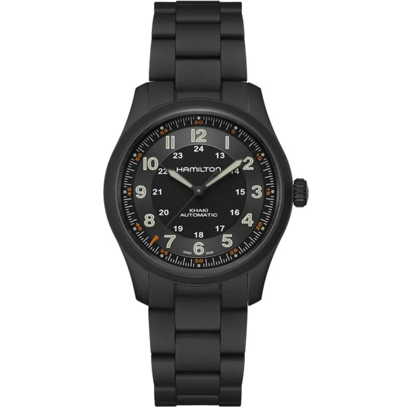 Hamilton Khaki Field 38mm Black Dial Titanium Mens Automatic Watch H70215130