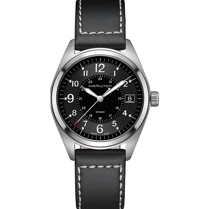 Hamilton Khaki Field 40mm Black Dial Leather Mens Quartz Watch H68551733