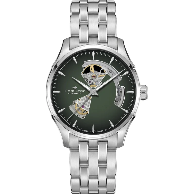 Hamilton Jazzmaster 40mm Open Heart Green Dial Steel Mens Automatic Watch H32675160