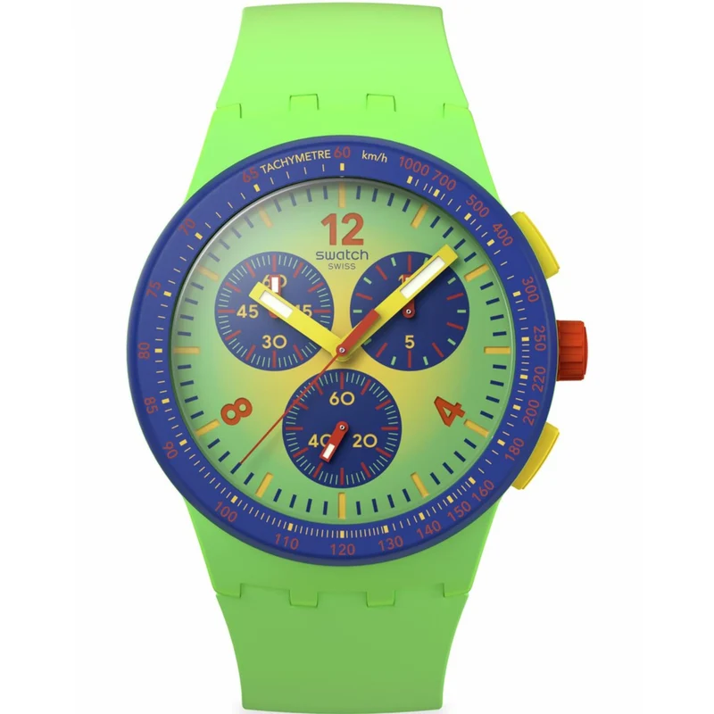 Swatch Flowing Freshly Green Dial Silicone Strap Watch SUSG101
