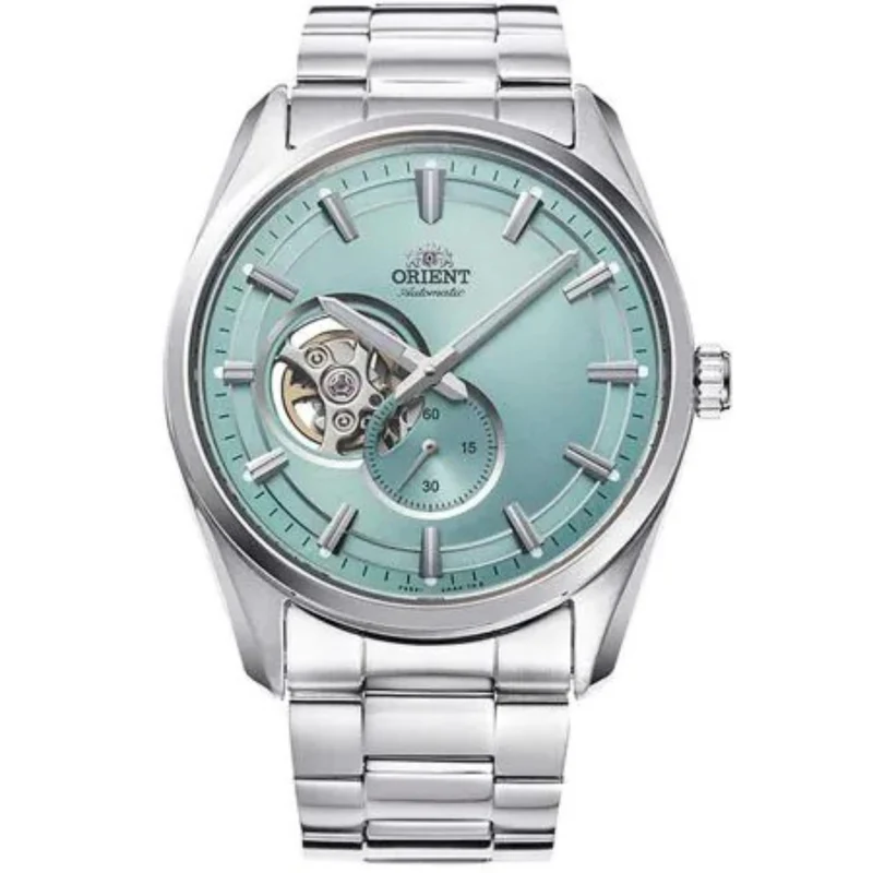 Orient Stretto 41mm Semi Skeleton Light Blue Dial Steel Mens Automatic Watch RA-AR0009L30B