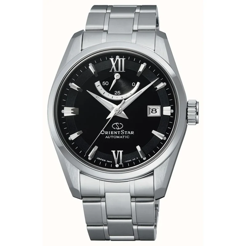 Orient Star Contemporary 38.5mm Power Reserve Black Dial Steel Mens Automatic Watch RE-AU0004B00B