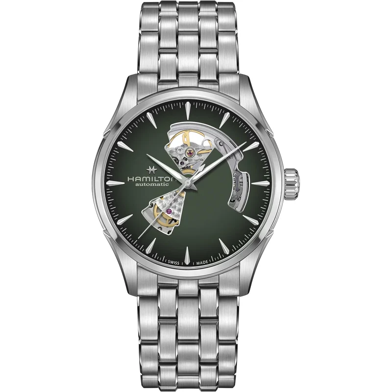 Hamilton Jazzmaster 42mm Open Heart Green Dial Steel Mens Automatic Watch H32705160
