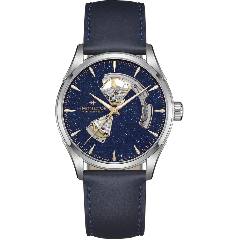 Hamilton Jazzmaster 42mm Open Heart Blue Dial Leather Mens Automatic Watch H32705640