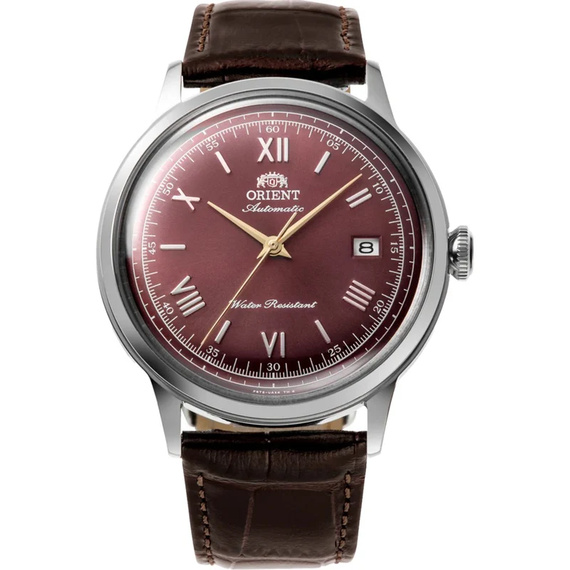 Orient Bambino 40.5mm Bordeaux Dial Leather Mens Automatic Watch RA-AC0026R30B