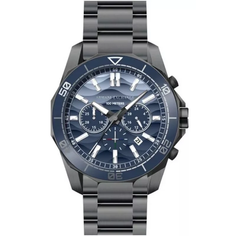 Armani Exchange Spencer 44mm Chronograph Blue Dial Steel Strap Mens Quartz Watch AX1967