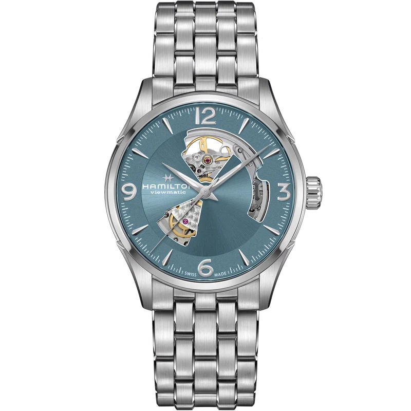 Hamilton Jazzmaster 42mm Open Heart Blue Dial Steel Mens Automatic Watch H32705142