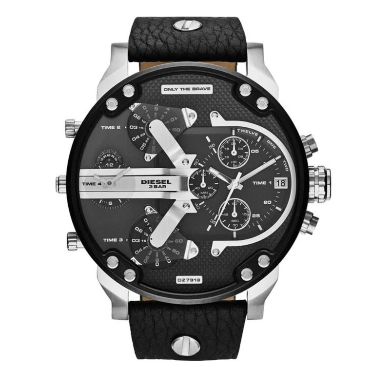 Diesel Mr. Daddy 57mm Chronograph Black Dial Leather Mens Quartz Watch DZ7313