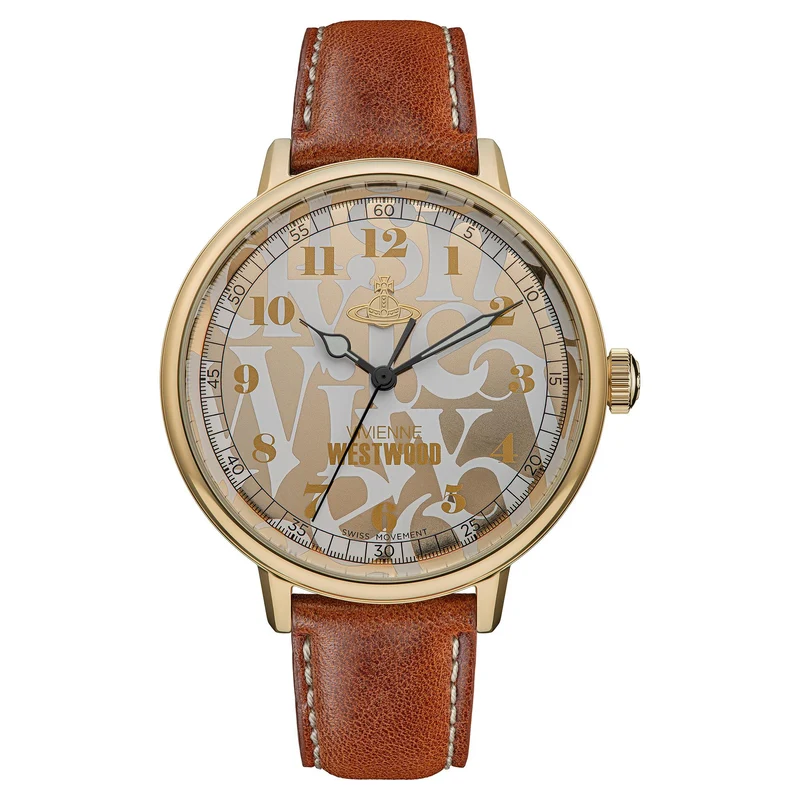Vivienne Westwood Cavendish Quartz Gold Dial Leather Strap Ladies Watch VV299GDBR