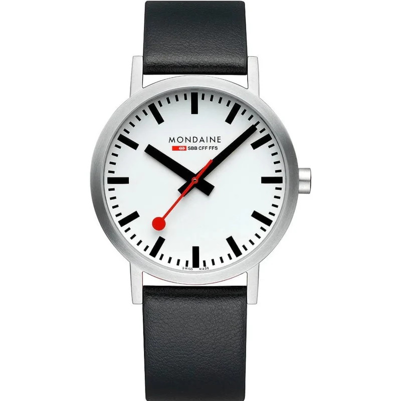 Mondaine Classic 40mm White Dial Leather Mens Quartz Watch A660.30360.16SBBV