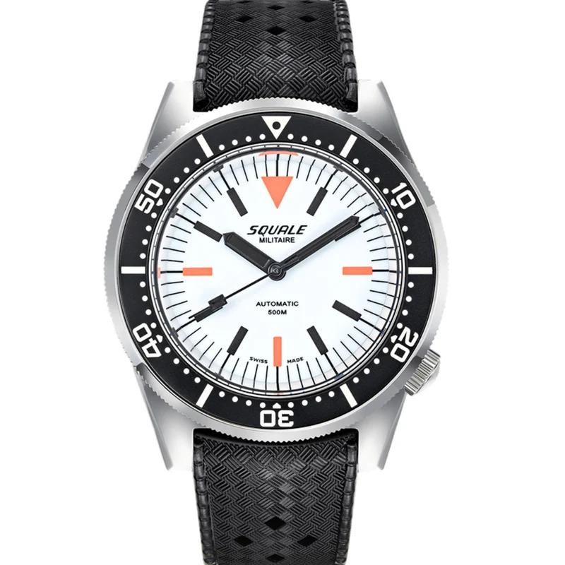 Squale 1521 Full Luminous Militaire Automatic White Dial Rubber Strap Men's Watch 1521FUMIWT.HT