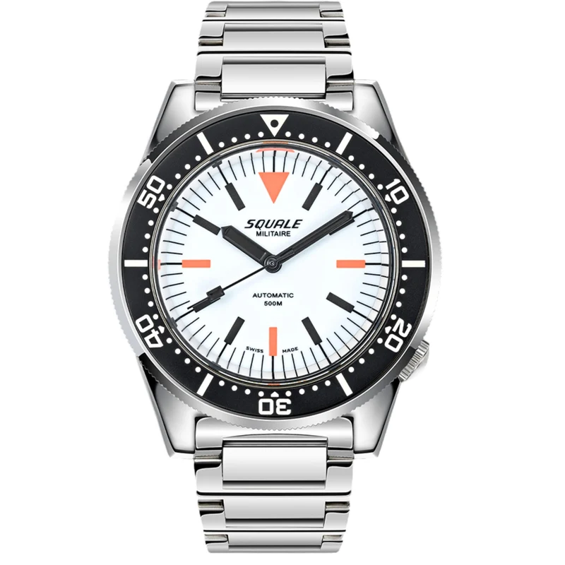 Squale 1521 Full Luminous Militaire Automatic White Dial Steel Strap Men's Watch 1521FUMIWT.SQ20L