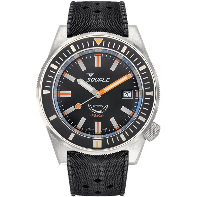 Squale Matic Satin Automatic Black Dial Rubber Strap Men's Watch MATICXSG.HT