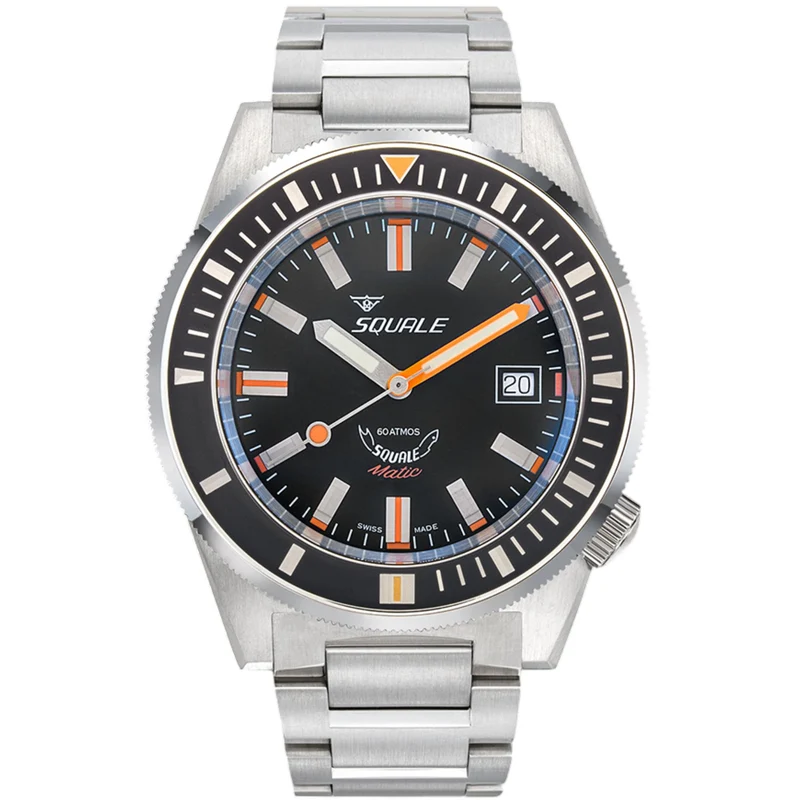 Squale Matic Satin Automatic Black Dial Steel Strap Men's Watch MATICXSG.SQ22B