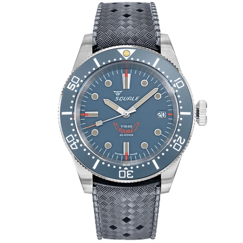 Squale 1545 Automatic Grey Dial Rubber Strap Men's Watch 1545GG.HTG
