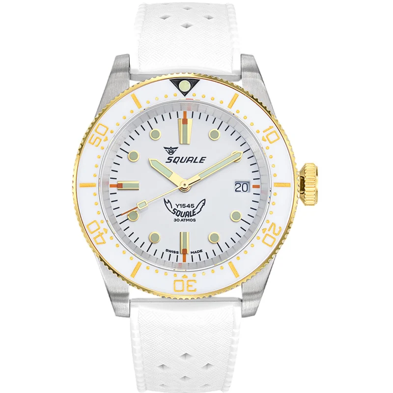 Squale 1545 Automatic White Dial Rubber Strap Men's Watch 1545WTWT.HTW