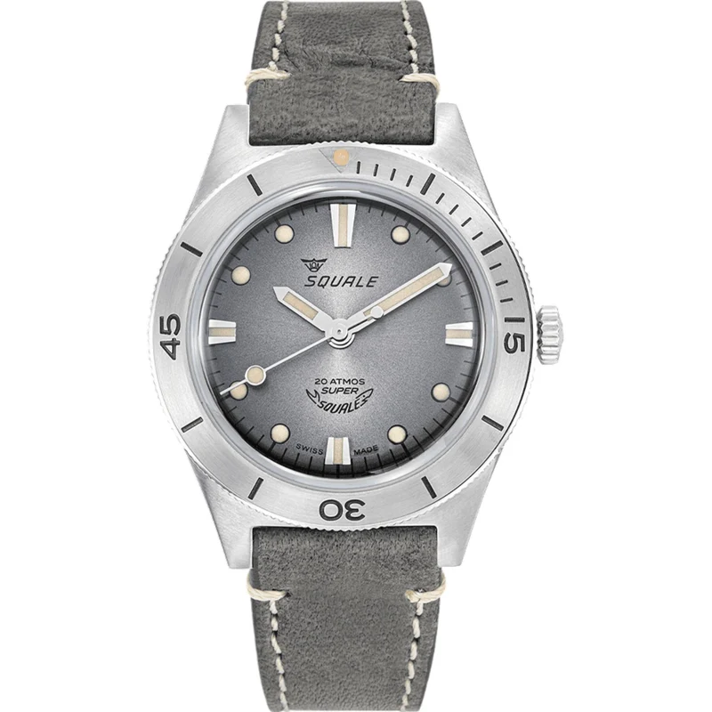 Squale Super-Squale Sunray Automatic Grey Dial Leather Strap Men's Watch SUPERSSG.PG
