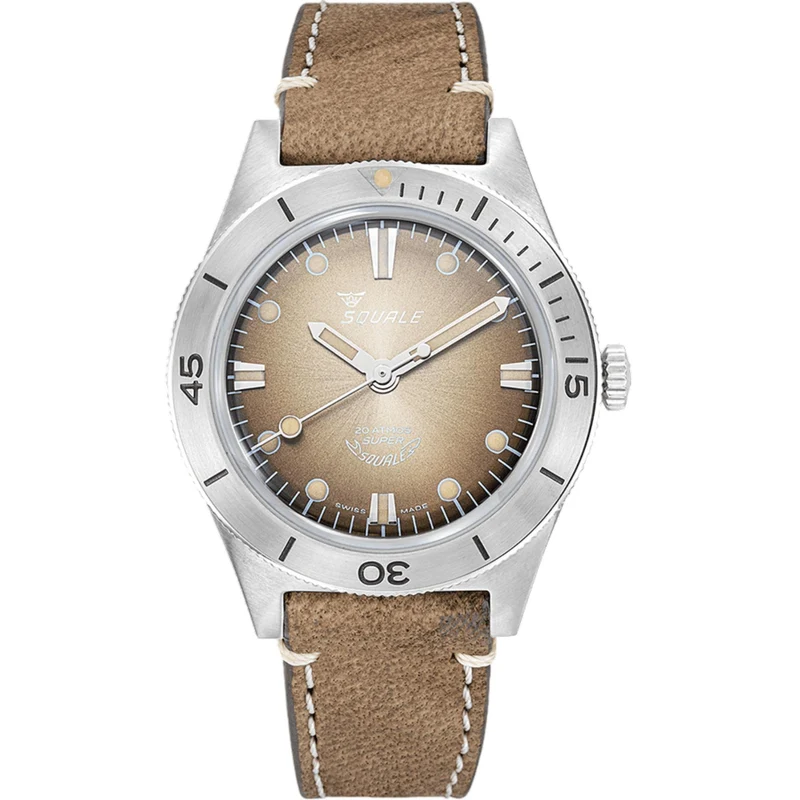 Squale Super-Squale Sunray Automatic Brown Dial Leather Strap Men's Watch SUPERSSBW.PBW