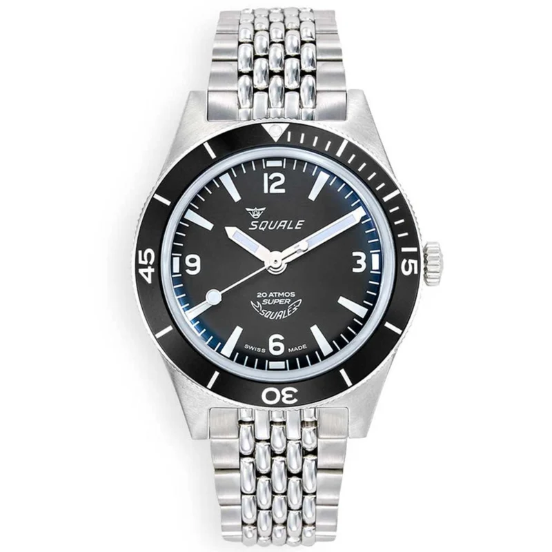 Squale Super-Squale Arabic Automatic Black Dial Steel Strap Men's Watch SUPERMBKBK.AC