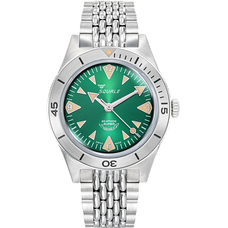 Squale Super-Squale Big Arrows Automatic Green Dial Steel Strap Men's Watch SUPERSSAGR.AC