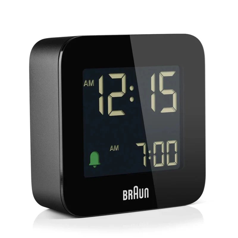 Braun Quartz Black Digital Travel Alarm Clock BC08B