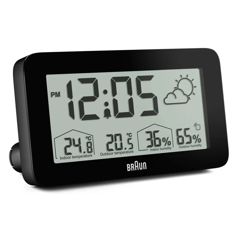 Braun Black Digital Weather Station Clock BC13BP