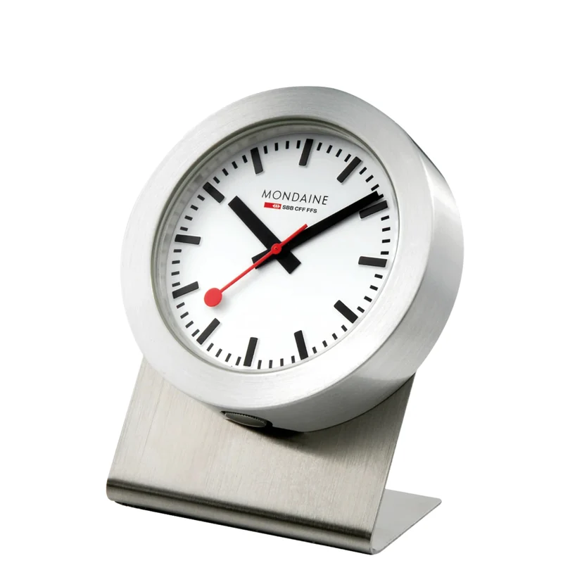Mondaine 5cm White Face Aluminium Case Quartz Magnet Clock A660.30318.81SBB