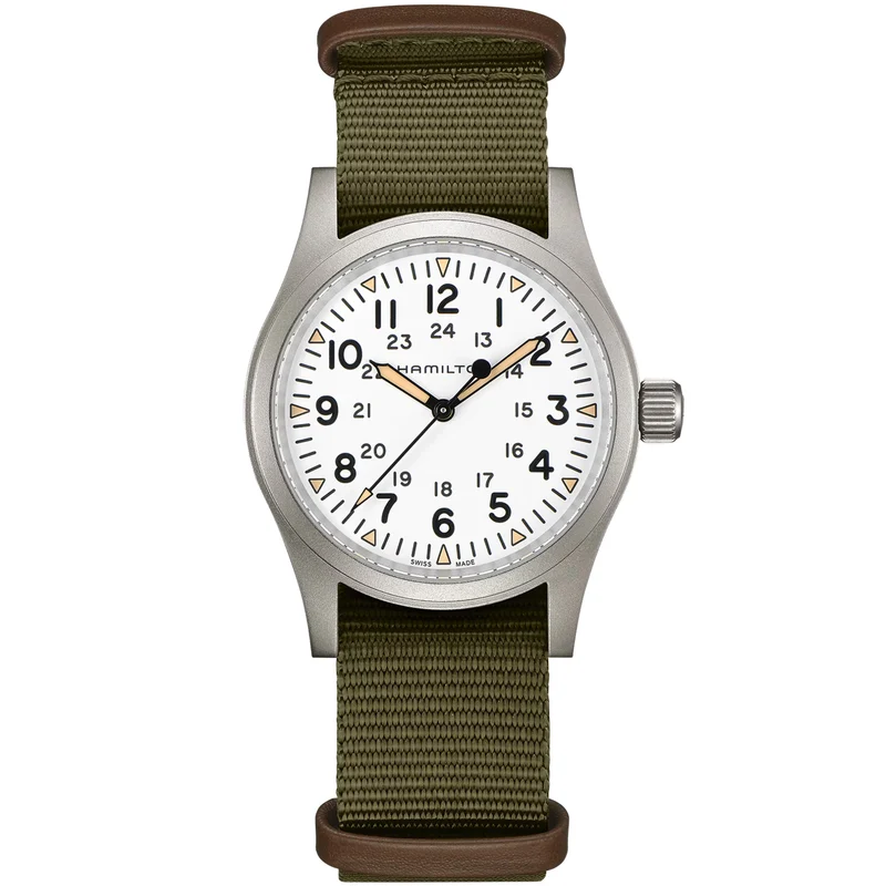 Hamilton Khaki Field 38mm White Dial NATO Mens Mechanical Watch H69439411