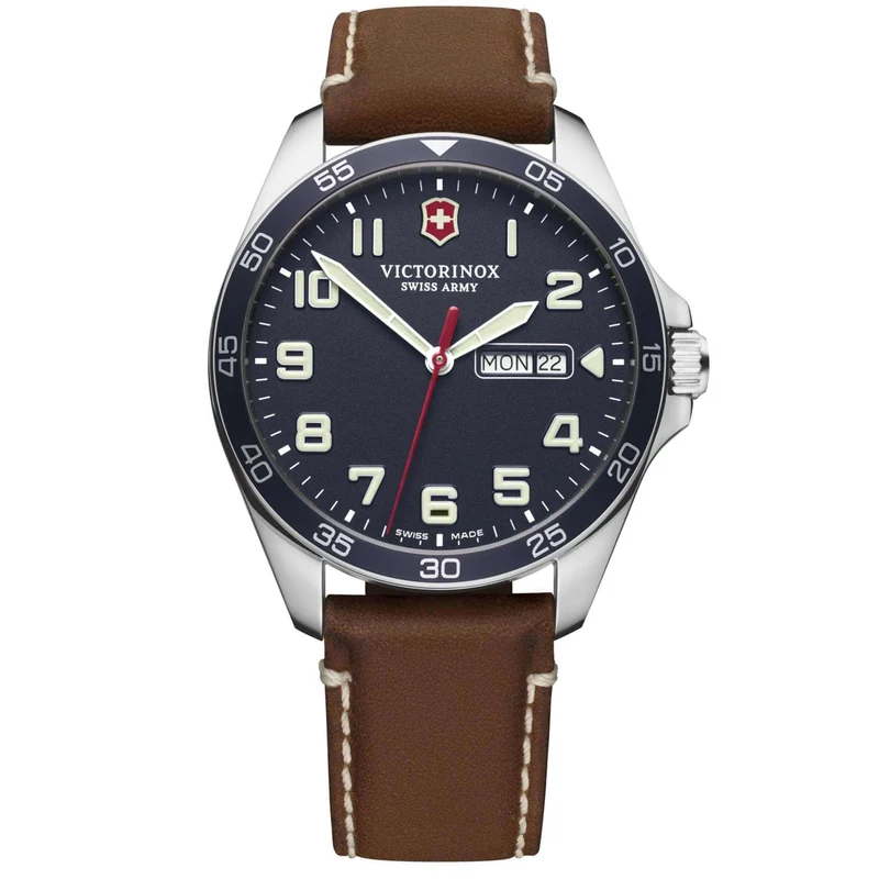Victorinox Swiss Army Fieldforce Blue Dial Brown Leather Strap Men's Watch 241848