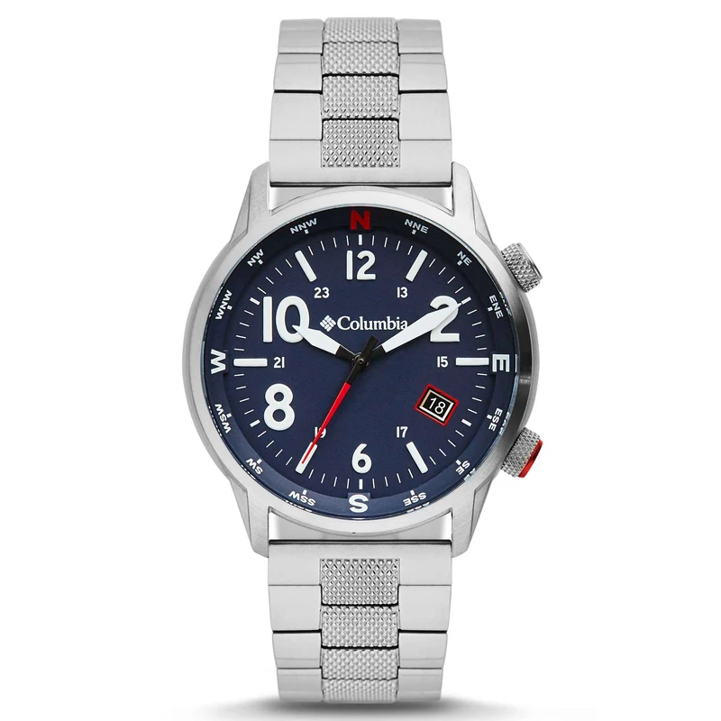 Columbia Outbacker Quartz Navy Blue Dial Silver Stainless Steel Bracelet Men's Watch CSC01-007