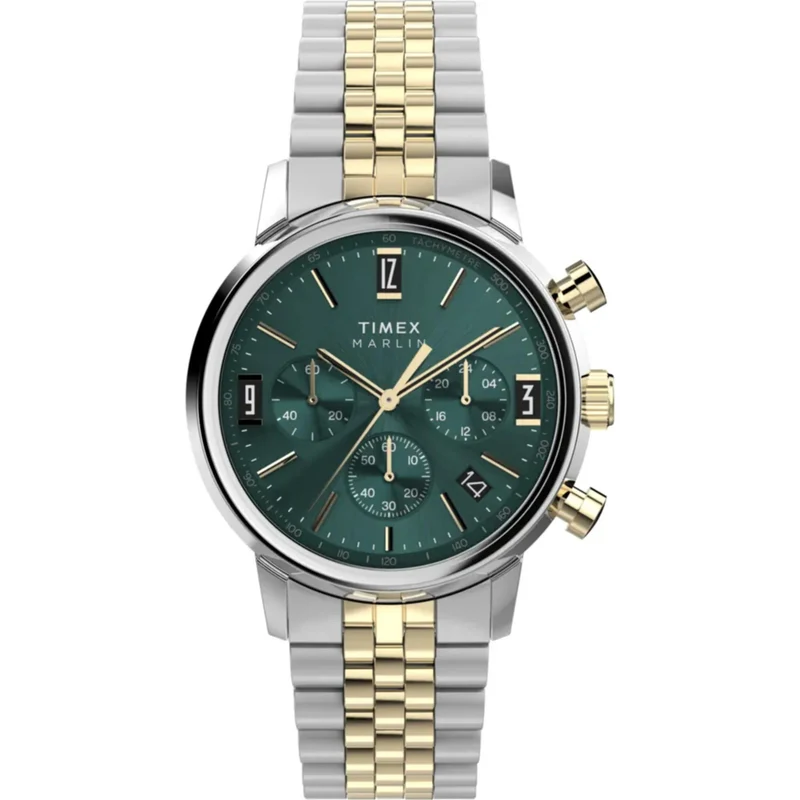 Timex Marlin 40mm Chronograph Green Dial Steel Mens Quartz Watch TW2W60000