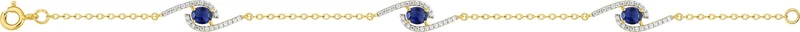 Bracelet en plaqué or jaune et rhodium avec oxydes de zirconium blancs et bleu foncé