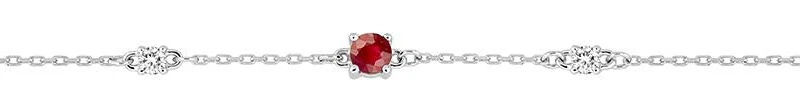 Bracelet or blanc 375/1000 rubis et oxydes de zirconium longuer 18 cm