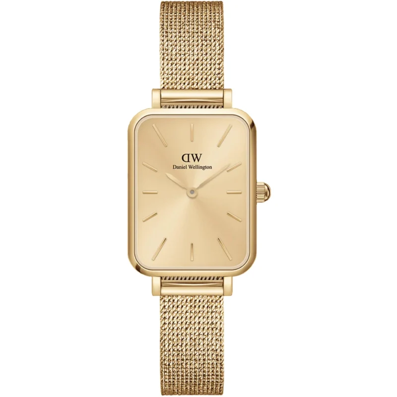 Daniel Wellington Quadro 20mm Gold Dial Steel Ladies Quartz Watch DW00100485