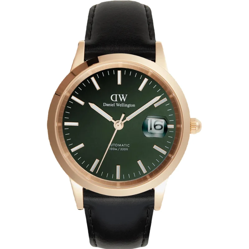 Daniel Wellington Iconic 40mm Emerald Dial Leather Mens Automatic Watch DW00100757