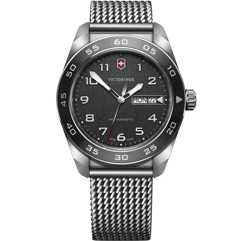 Victorinox Swiss Army 42mm Black Dial Steel Mens Quartz Watch 242043