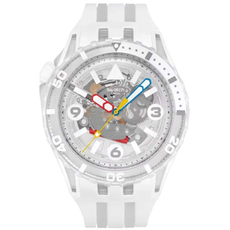 Swatch SCUBAQUA Aurelia Aurita White Bioceramic Dial Silicone Strap Watch SSCU09K100