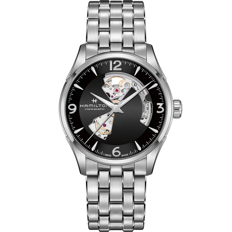 Hamilton Jazzmaster 42mm Open Heart Black Dial Steel Mens Automatic Watch H32705131