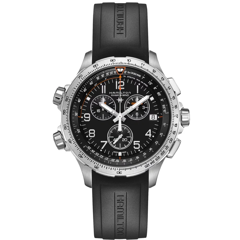 Hamilton Khaki Aviation 46mm Chronograph Black Dial Rubber Mens Quartz Watch H77912335