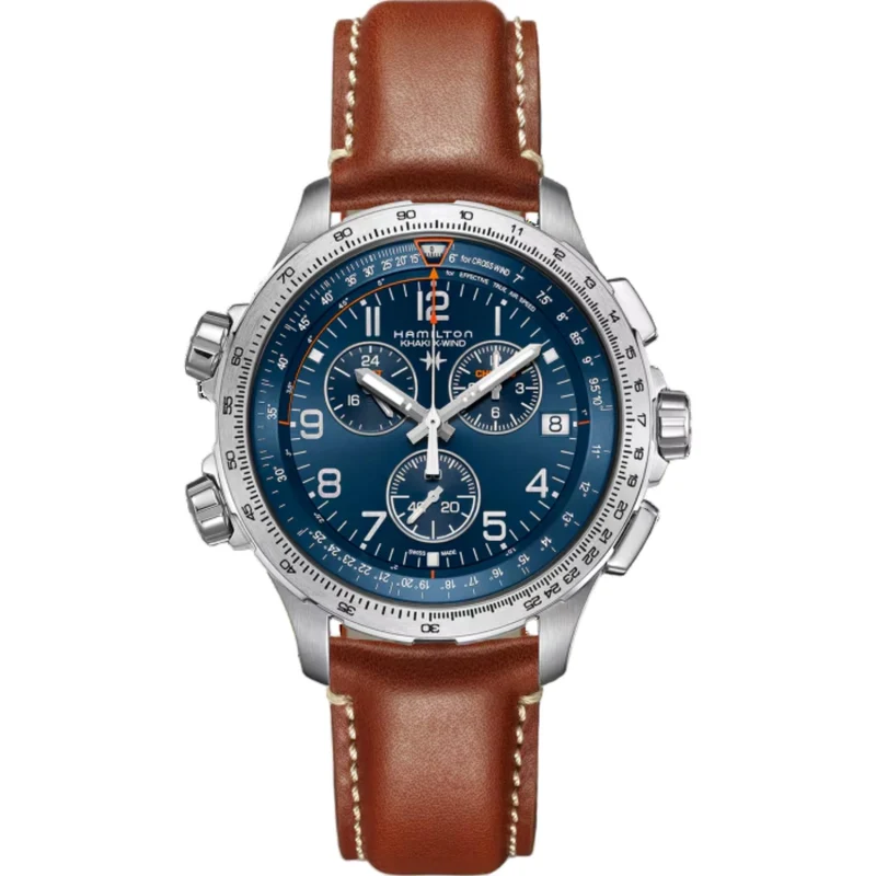 Hamilton Khaki Aviation 46mm Blue Dial Leather Mens Quartz Watch H77922541