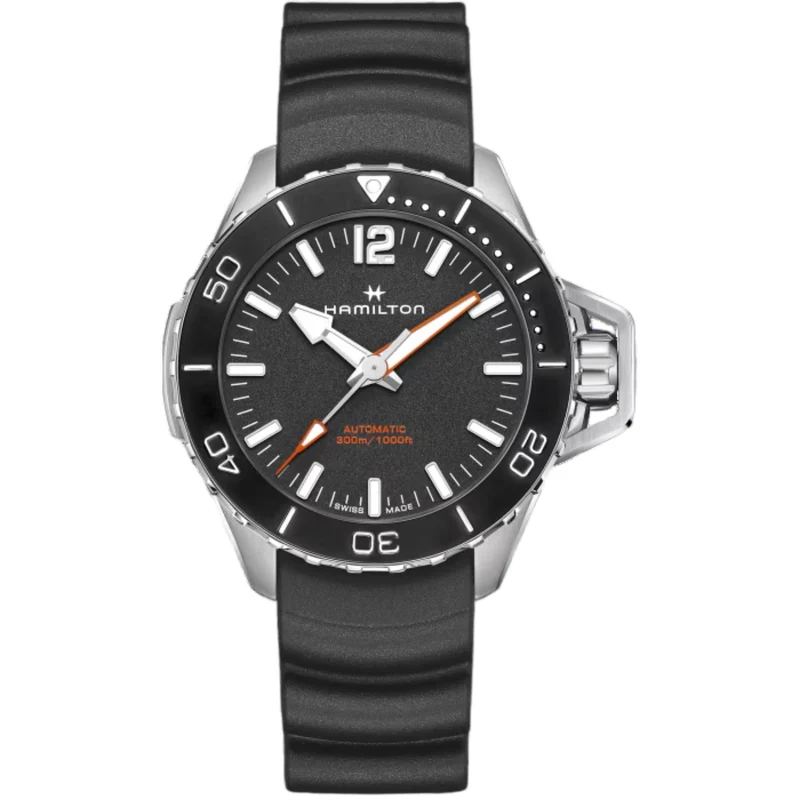 Hamilton Khaki Navy 46mm Black Dial Rubber Mens Automatic Watch H77825330