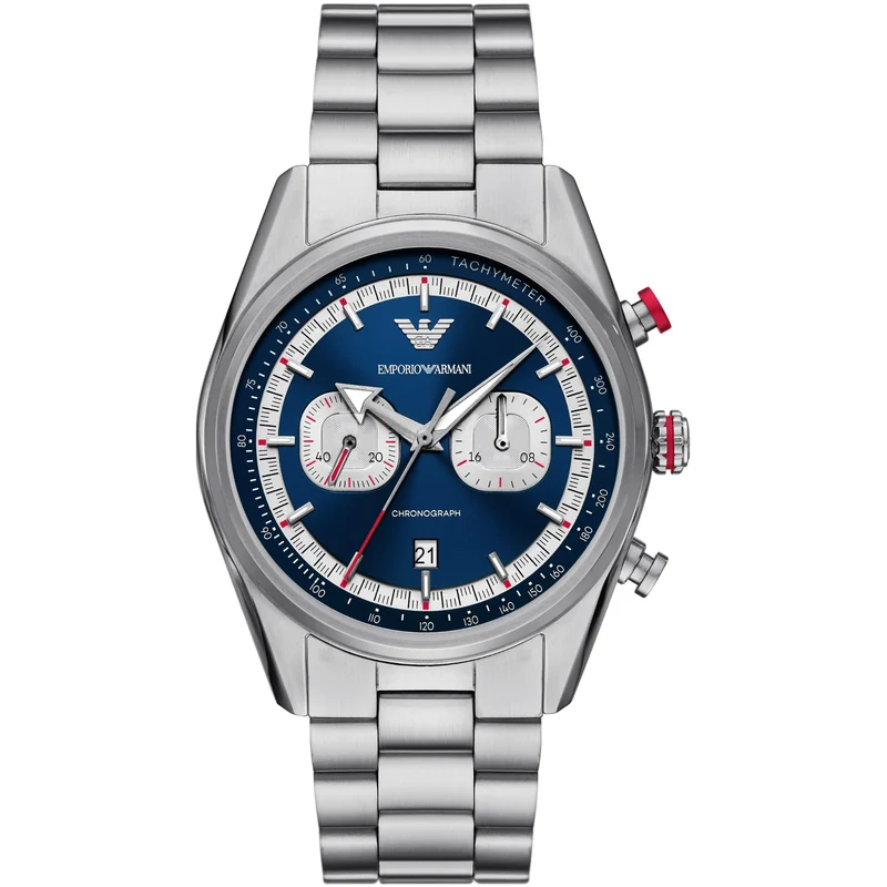 Emporio Armani Racer 42mm Chronograph Blue Dial Steel Mens Quartz Watch AR11676