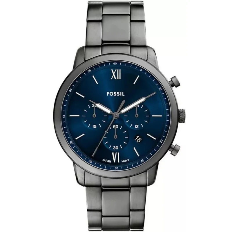 Fossil Neutra 44mm Chronograph Blue Dial Steel Mens Quartz Watch FS6111