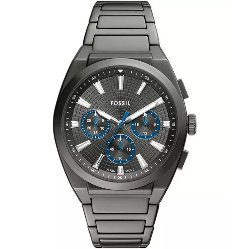 Fossil Everett 44mm Chronograph Grey Dial Steel Mens Quartz Watch FS6107
