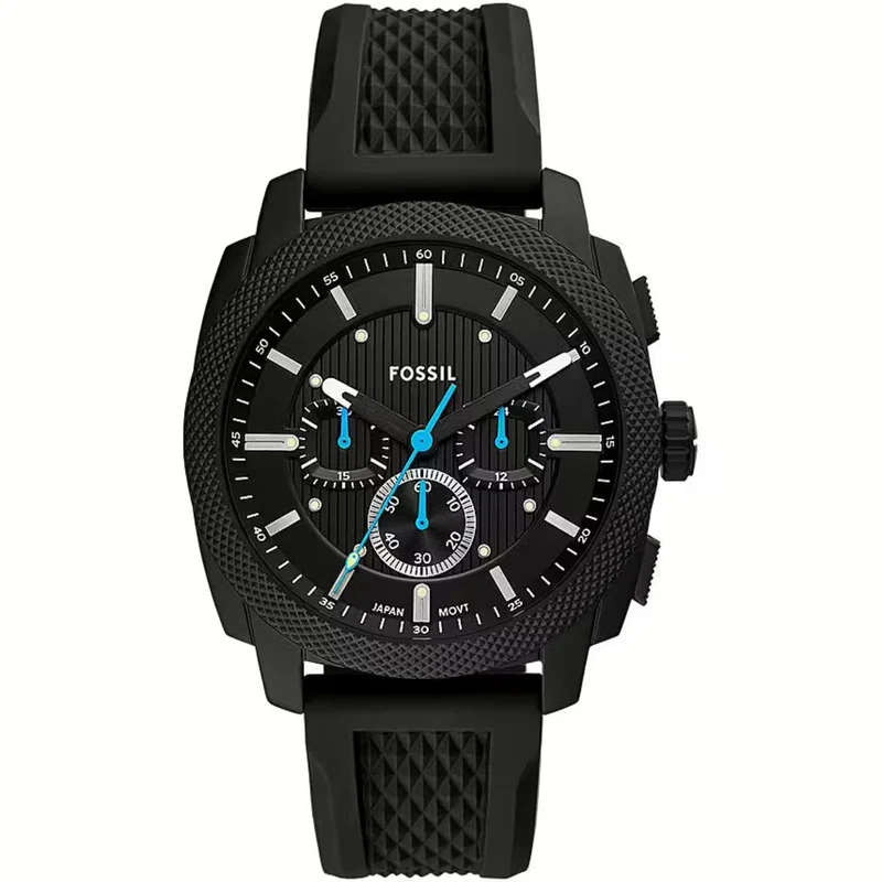 Fossil Machine 44mm Chronograph Black Dial Silicone Mens Quartz Watch FS6099
