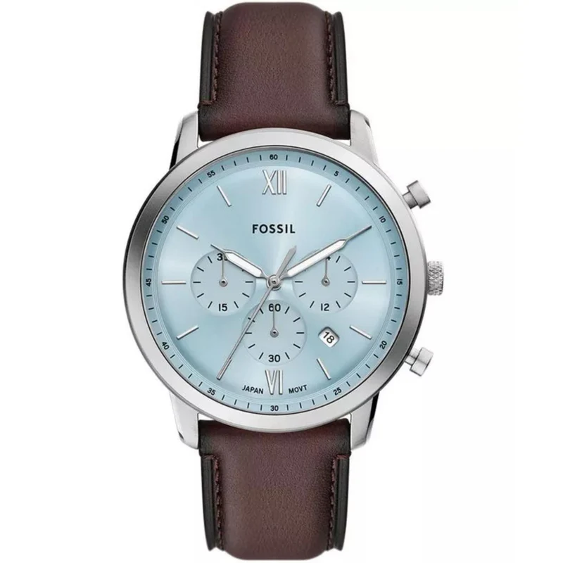 Fossil Neutra 44mm Chronograph Blue Dial Leather Mens Quartz Watch FS6109